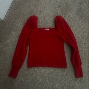H&M Red Knit Sweater with Balloon Sleeves – Soft & Cozy